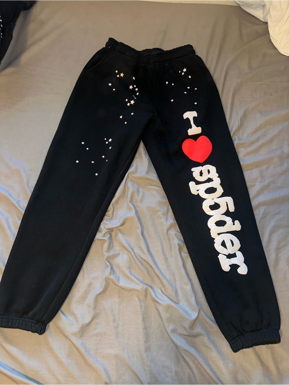 Black "I ♥ Spider" Graphic Kids Sweatpants